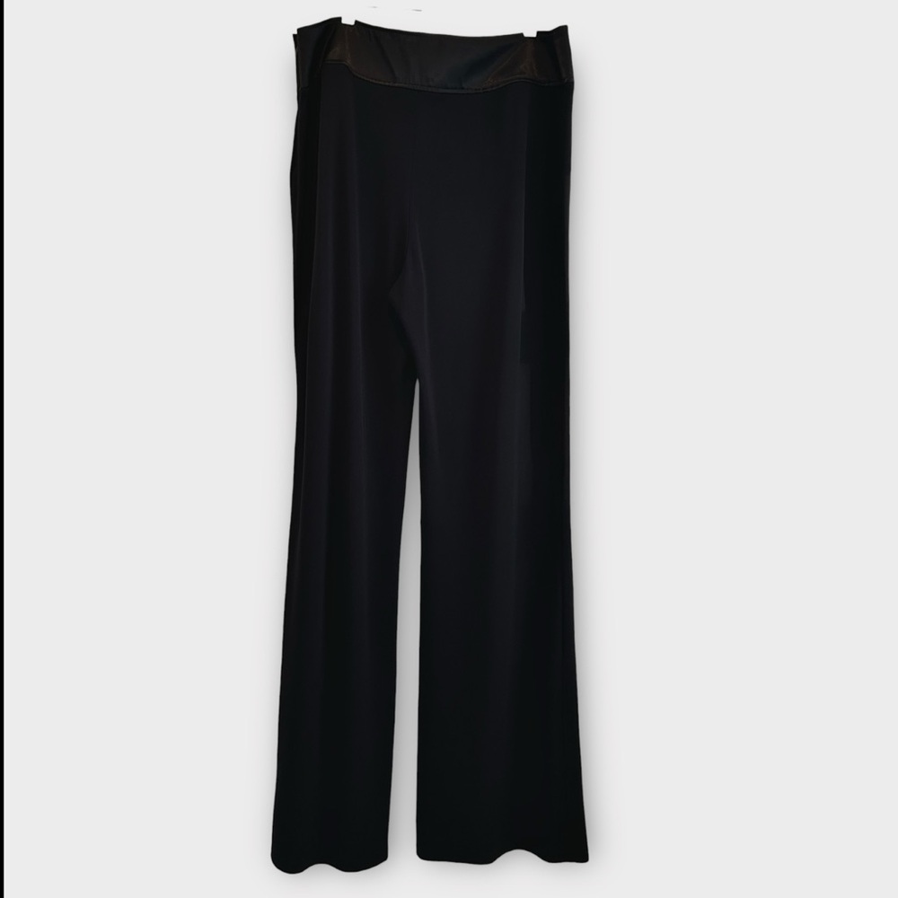 ✨ Comtext Black Satin Cummerbund Palazzo Pants | High-Rise Evening Trousers